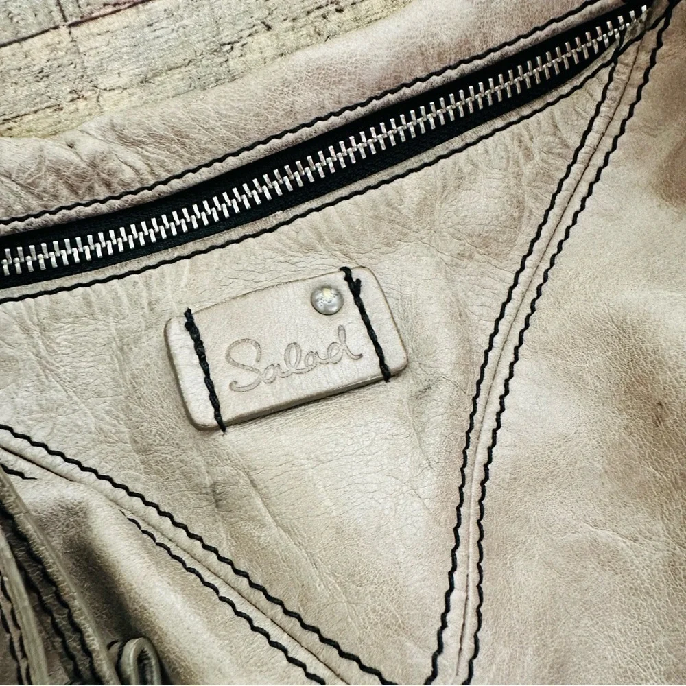 Salad Distressed Tan Leather Shoulder Bag